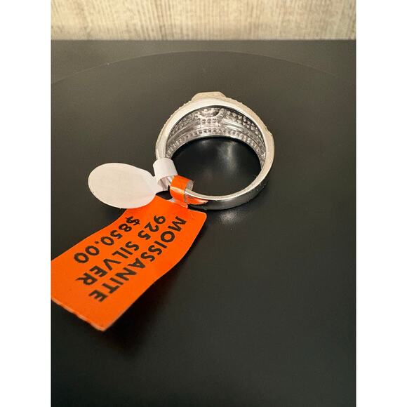 Sz. 10 Mens 3ct Moissanite 925 Sterling Silver Ring. - Picture 4 of 6